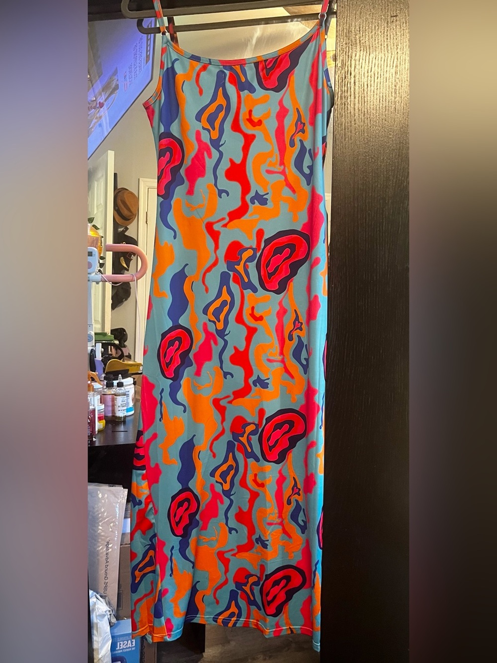 Colorful Abstract Print Ruched Dress - Picture 6 of 7